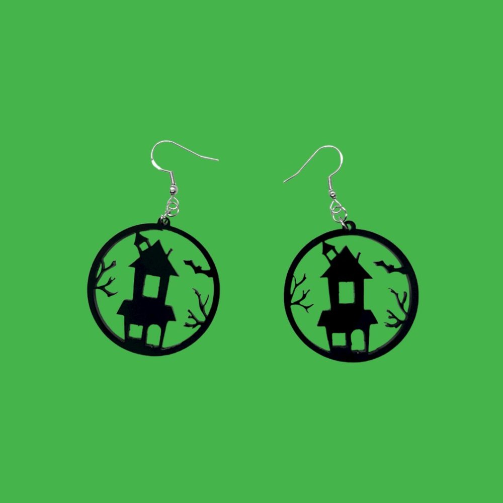 Haunted House Dangling Earrings